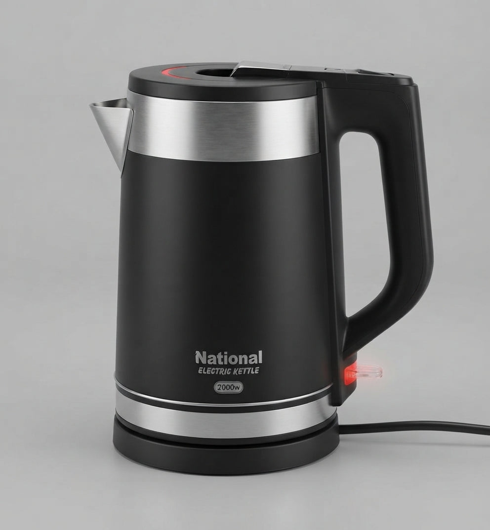 National Cordless Electric Kettle Stainless Steel Body – 2.5 Liter, 2000W