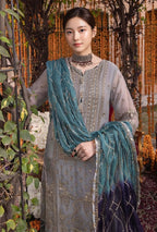 Heavy Embroidered Chiffon Suit with Pearl Work & Tie-Dye Dupatta – Unstitched