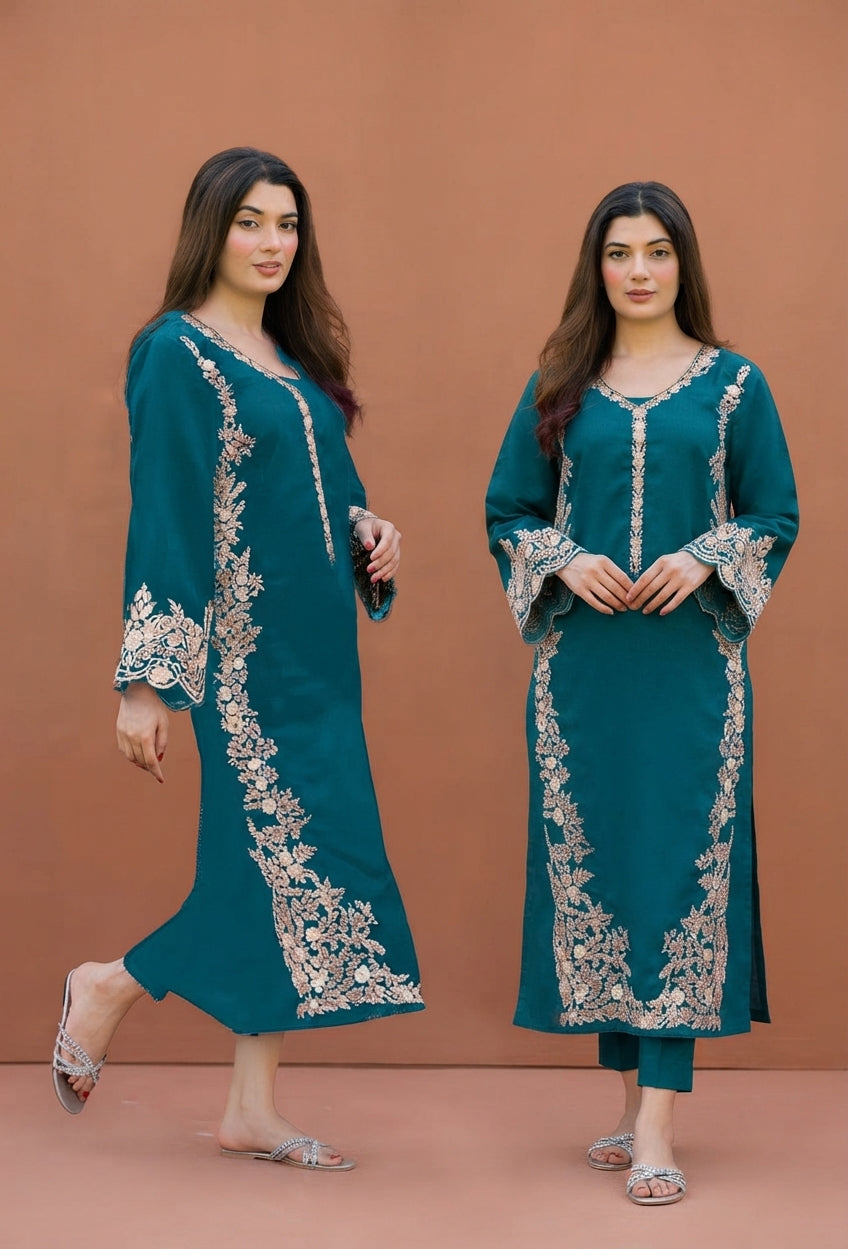 2-Piece Embroidered Suit for Women