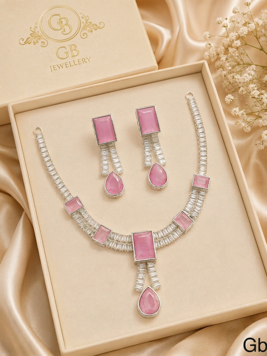 Luxury Zircon Jewelry Set for Women – Necklace & Earrings | Multiple Colors