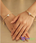 Pack of 2 Heart Design Micro Zircon Bangles Set | Adjustable Golden & Silver