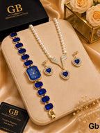 Fancy Delicate Gift Set for Her – Watch & Heart Locket Set with Luxury Box