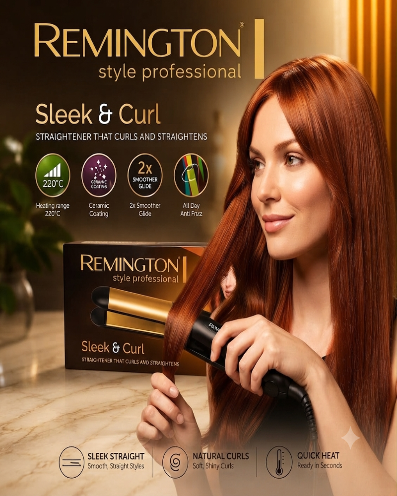 2-in-1 Professional Sleek & Curl Hair Straightener and Curler | Salon Styling Tool