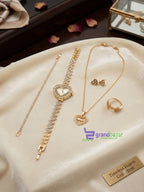 Ladies 5-Piece Luxury Gift Set – Watch, Zircon Jewelry & Gift Box