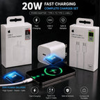 20W USB-C Fast Charging Adapter & 1M Cable Set