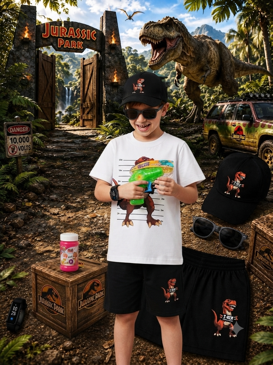 6-Piece Kids T-Rex Print Summer Gift Pack (Sizes 1–8 Years)