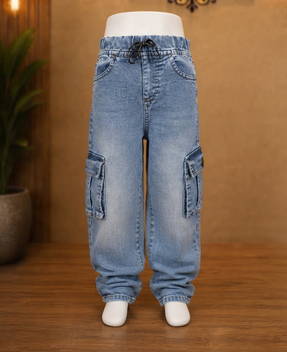 Kids 6-Pocket Stretch Baggy Cargo Jeans