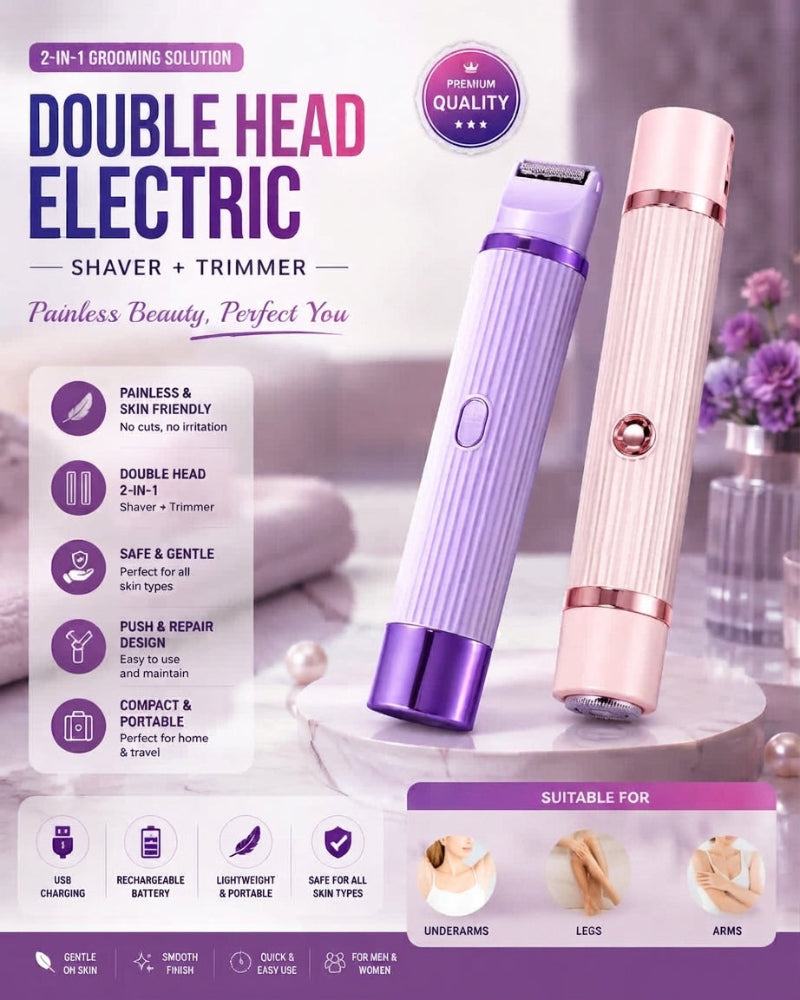 2-in-1 Dual Head Women's Electric Shaver & Wet/Dry Bikini Trimmer