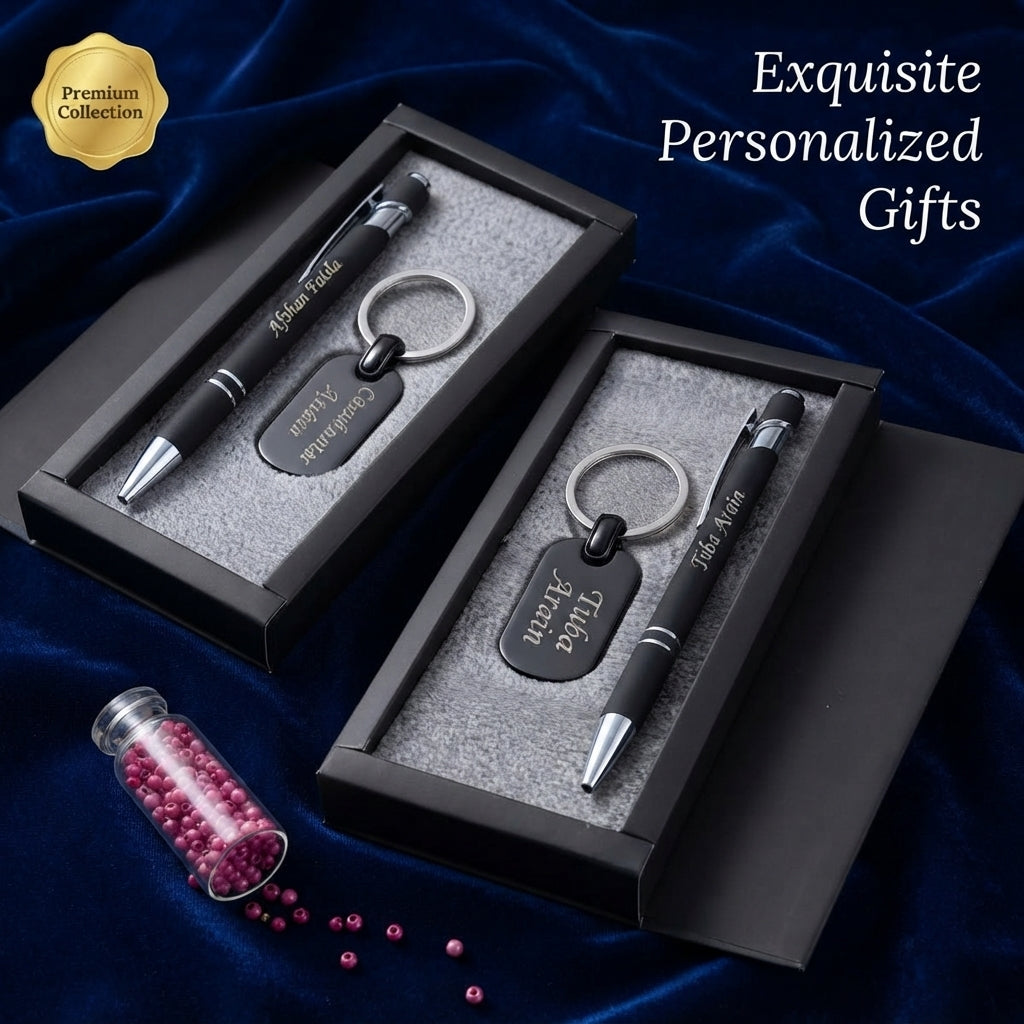 Customise Engraved Pen & Keychain Gift Set