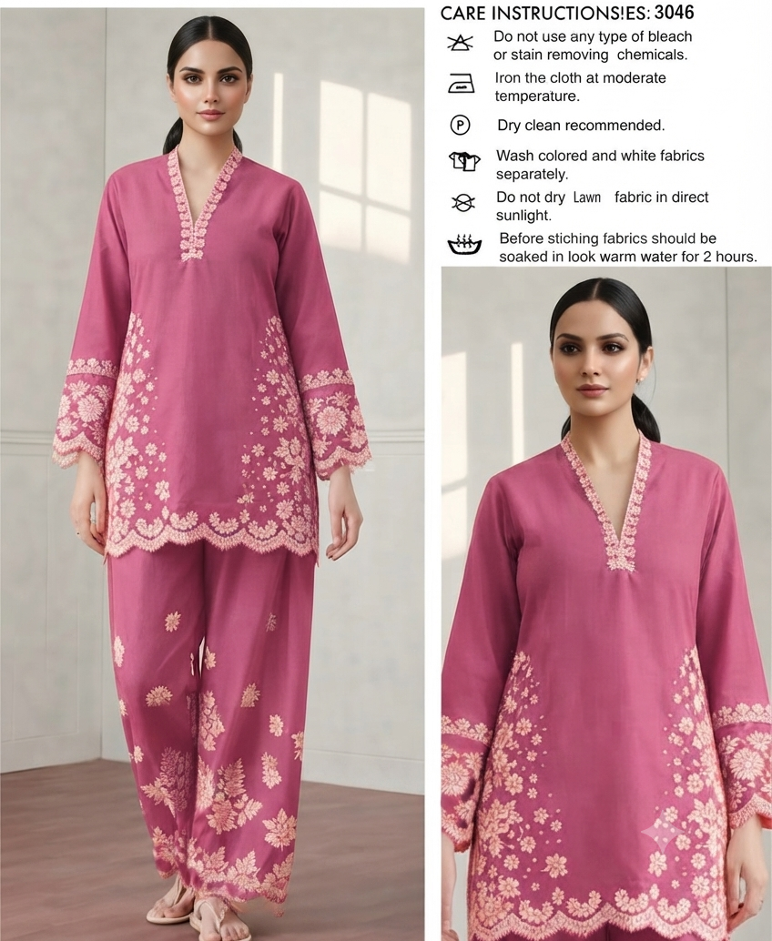 Stylish Pink Lawn Embroidered 2Pc Suit | Summer Collection