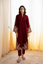 Premium Lawn Embroidered 2Pc Suit With Plain Trouser
