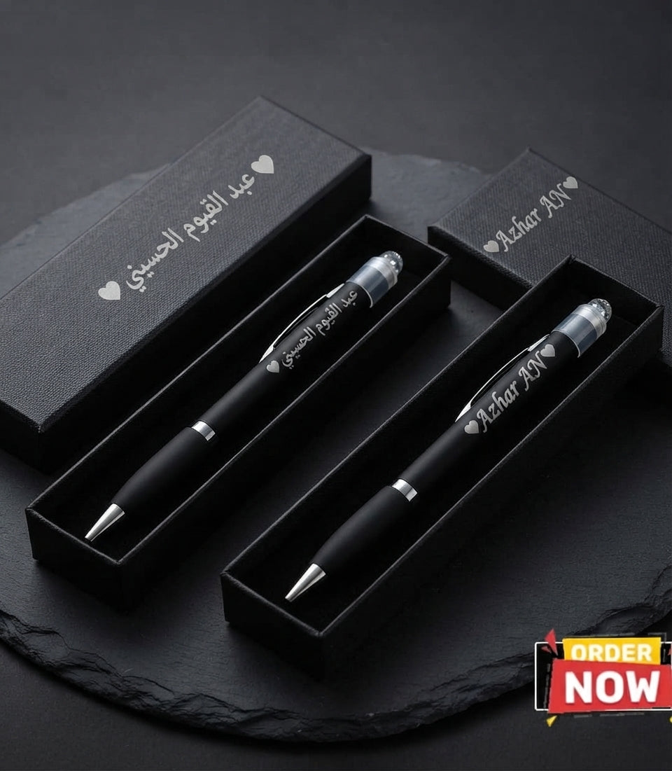 Customise LED Name Light Pen with Luxury Black Box | Personalised Gift