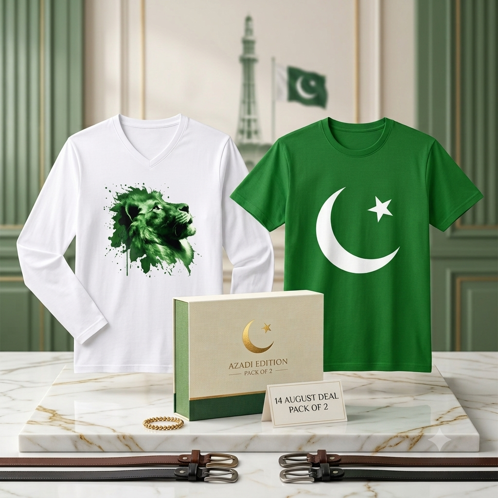Lion & Crescent Azadi Printed T-Shirts — Pack of 2