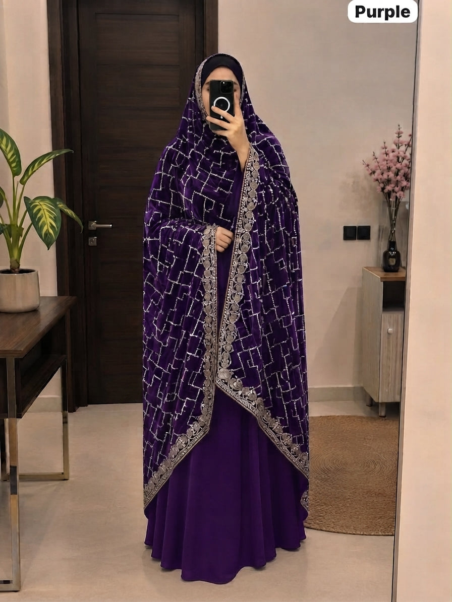 Luxurious Velvet Chaddar with Sequence Work – Elegant Winter Shawl | 2.5 Yards ✨🧣