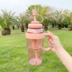 Cute Ice Cream Plastic Water Bottle with Straw & Handle (1400ml) – Large Capacity Cute Sipper