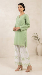 2-Piece Premium Embroidered Farshi Shalwaar Co-Ord Set - Cotton Summer Outfit