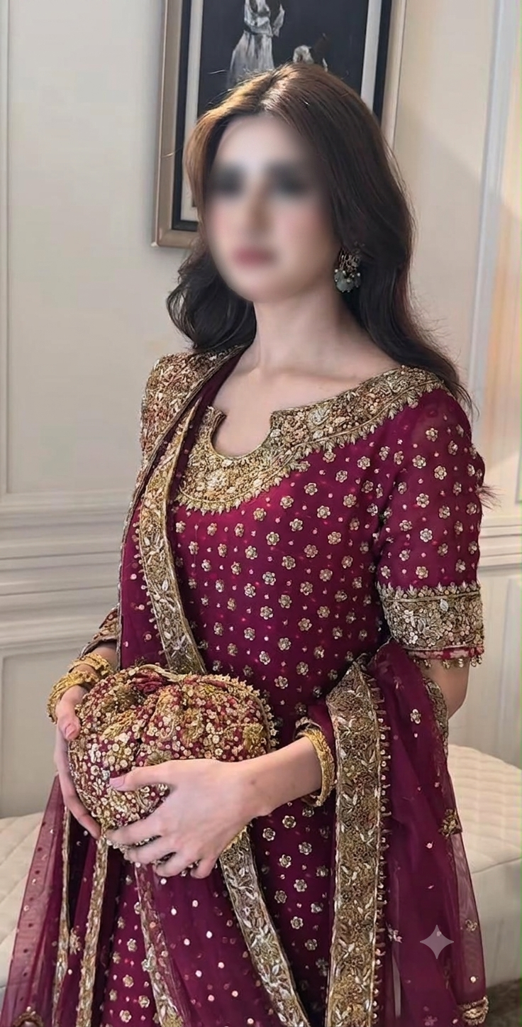 3-Piece Women's Heavy Embroidered Addawork Chiffon Suit with Potli Pouch & Raw Silk Trouser