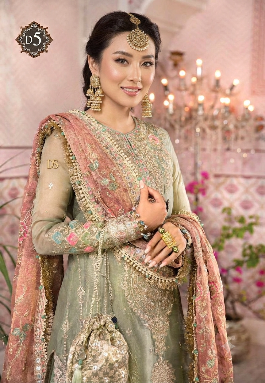 Heavy Embroidered Mysorie & Khaadi Net 3-Piece Formal Suit