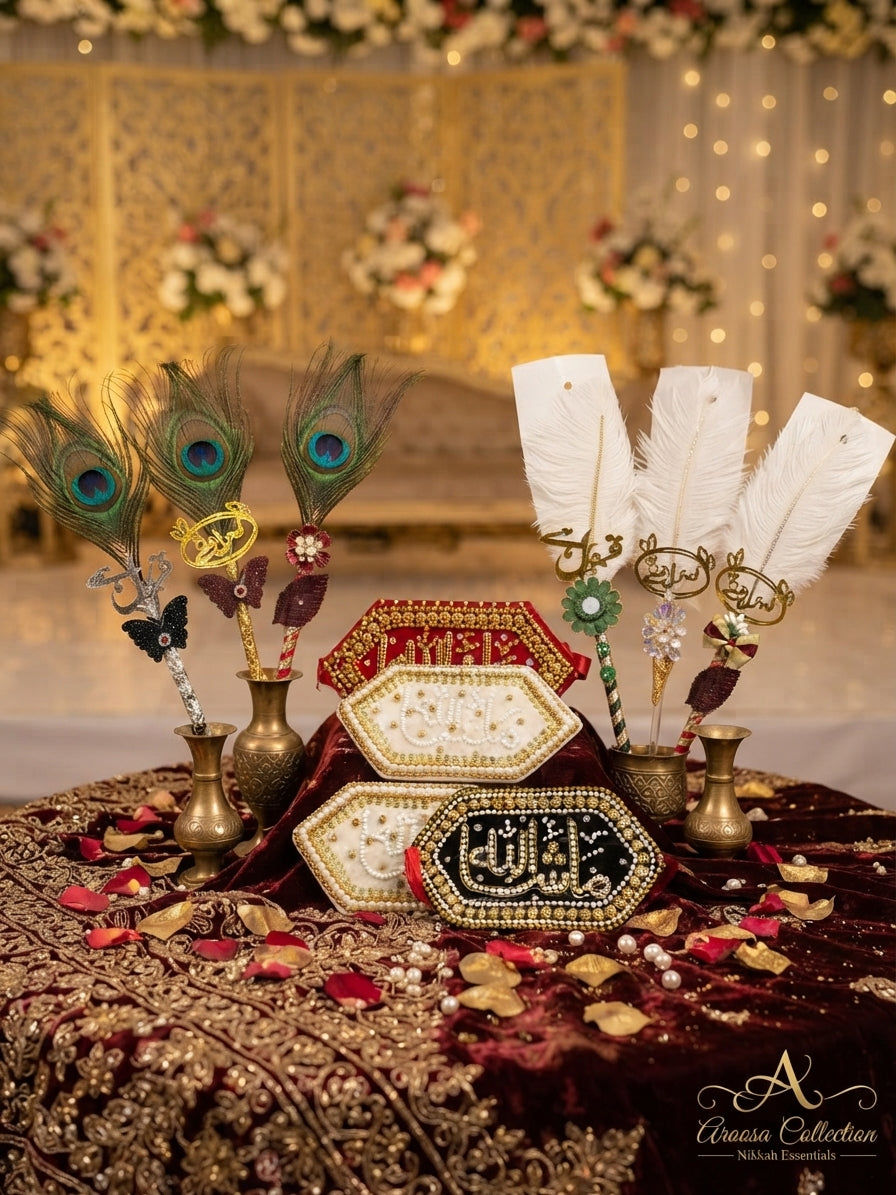 Handmade Nikah Pen & Imam Zamin Combo Set | Luxury Wedding Collection