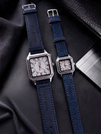 Elegant Square Dial Couple Watch Set – Matching Leather Strap Quartz Timepieces in 4 Colors