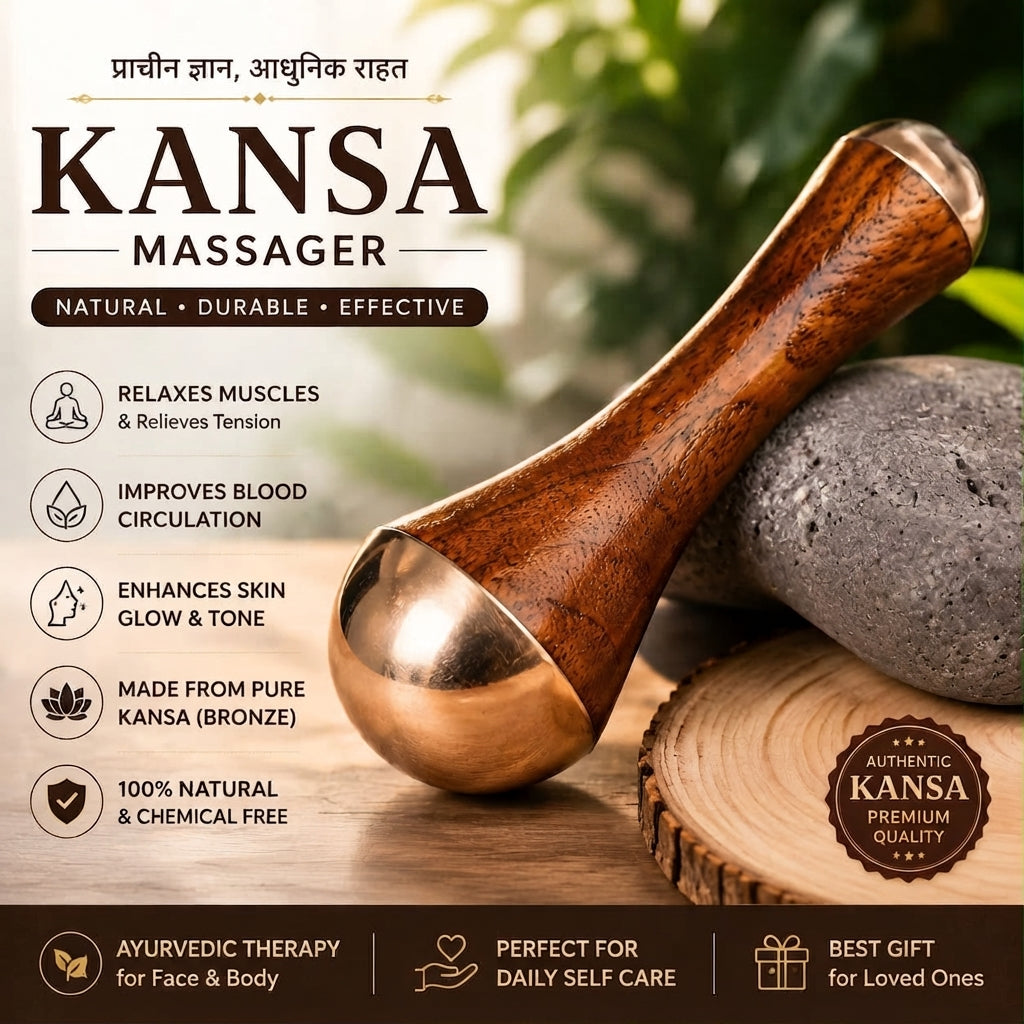 Authentic Kansa Massager – Ayurvedic Bronze Healing & Face Massager