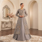 2-Piece Luxury Net Embroidered Maxi Fabric Suit