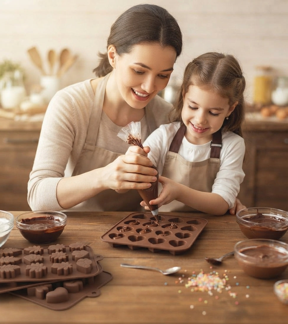 Pack of 3 Silicon Chocolate Molds – Flexible Non-Stick Candy & Baking Molds | Random Designs