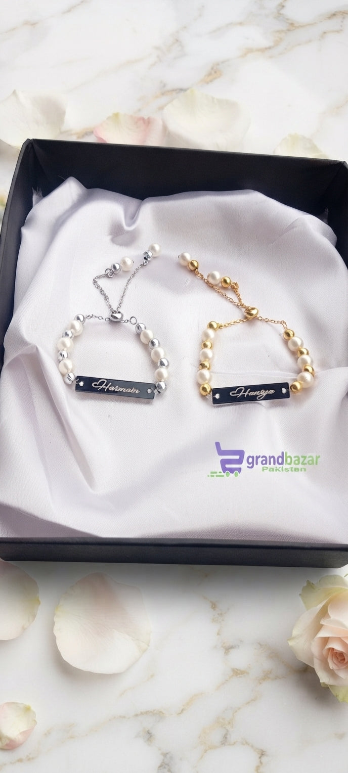 Personalized Updown Fancy Beads Bracelet – Custom Name Jewelry