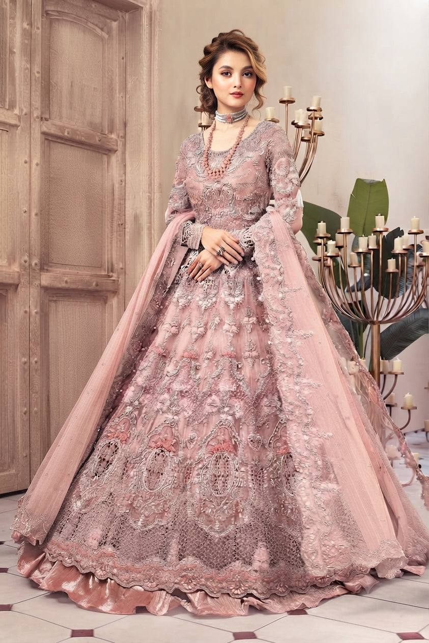 Luxury Bridal Net Maxi 3-Piece – Heavy Embroidery, Sequence Work