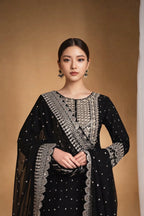 Luxury Heavy Embroidered Chiffon Suit with Cutwork Dupatta – Spengle Work