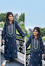 2-Piece Dhanak Embroidered Suit for Women – Winter Festive Outfit