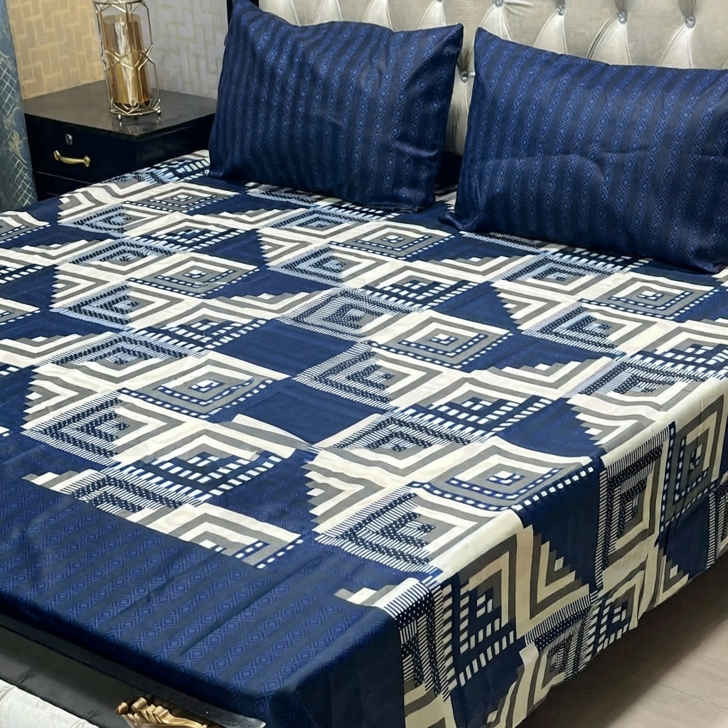 3-Piece Full Printed Cotton Mix King Size Bedsheet Gift Pack