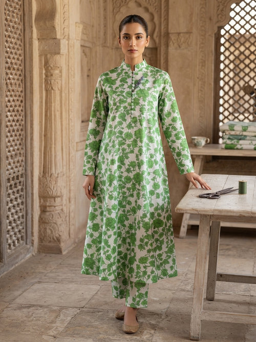 12 Rabi-ul-Awwal Special | Emerald Botanical Polo Cotton 2-Piece Unstitched Suit