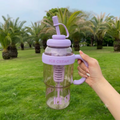 Cute Ice Cream Plastic Water Bottle with Straw & Handle (1400ml) – Large Capacity Cute Sipper