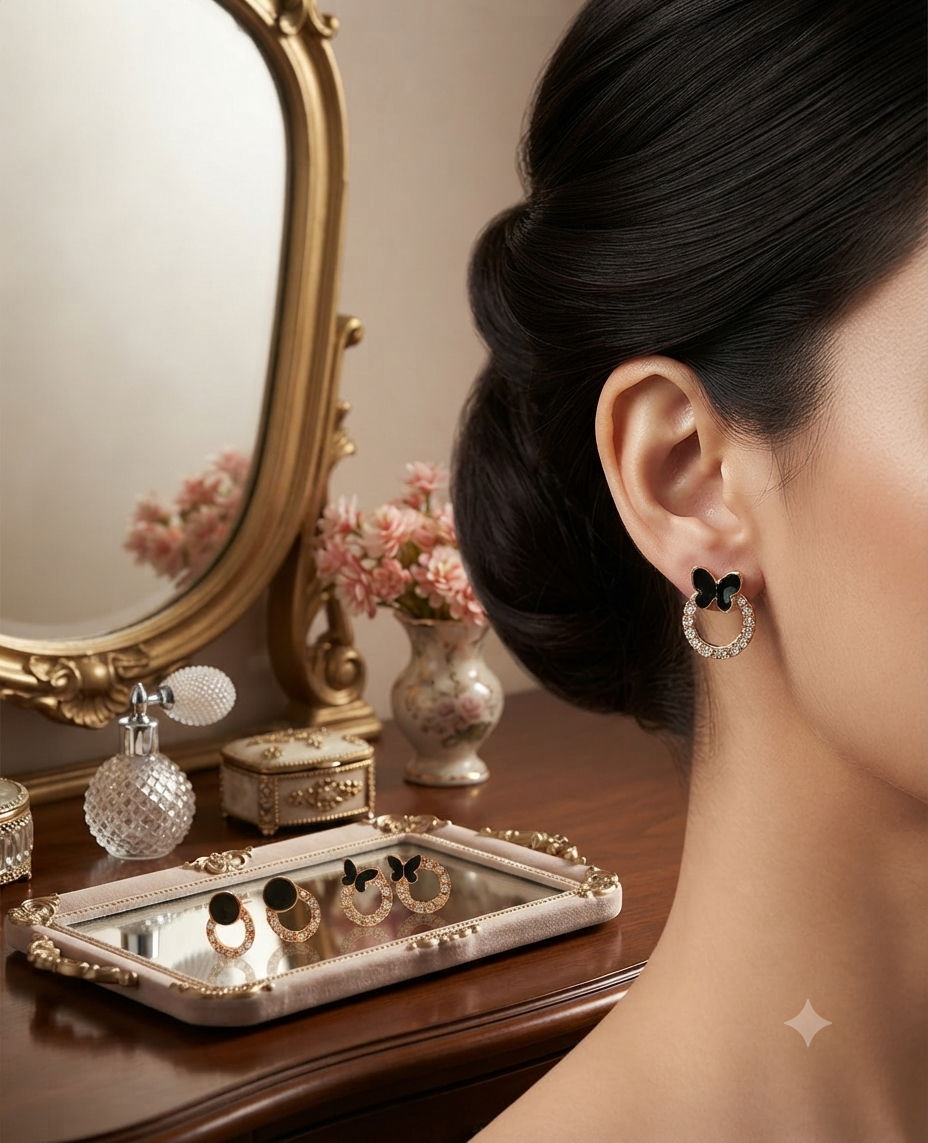 Pack of 3 Beautiful Korean Stud Earrings Set for Women & Girls