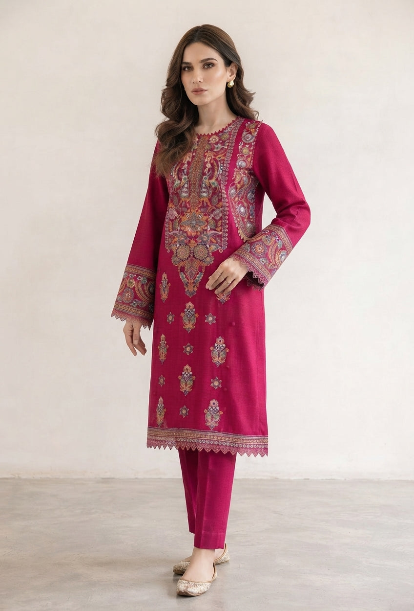2-Piece Elegant Embroidered Unstitched Suit for Women