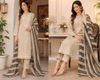 3-Piece Marina Winter Suit – Cross Stitch Kurta & Jacquard Chadar