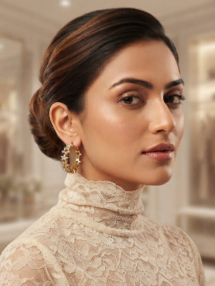 Fancy Delicate Design Micro Zircon Balliyan in Golden & Silver