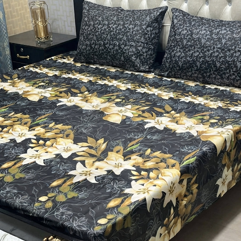 3-Piece King Size Cotton Mix Printed Bedsheet Set
