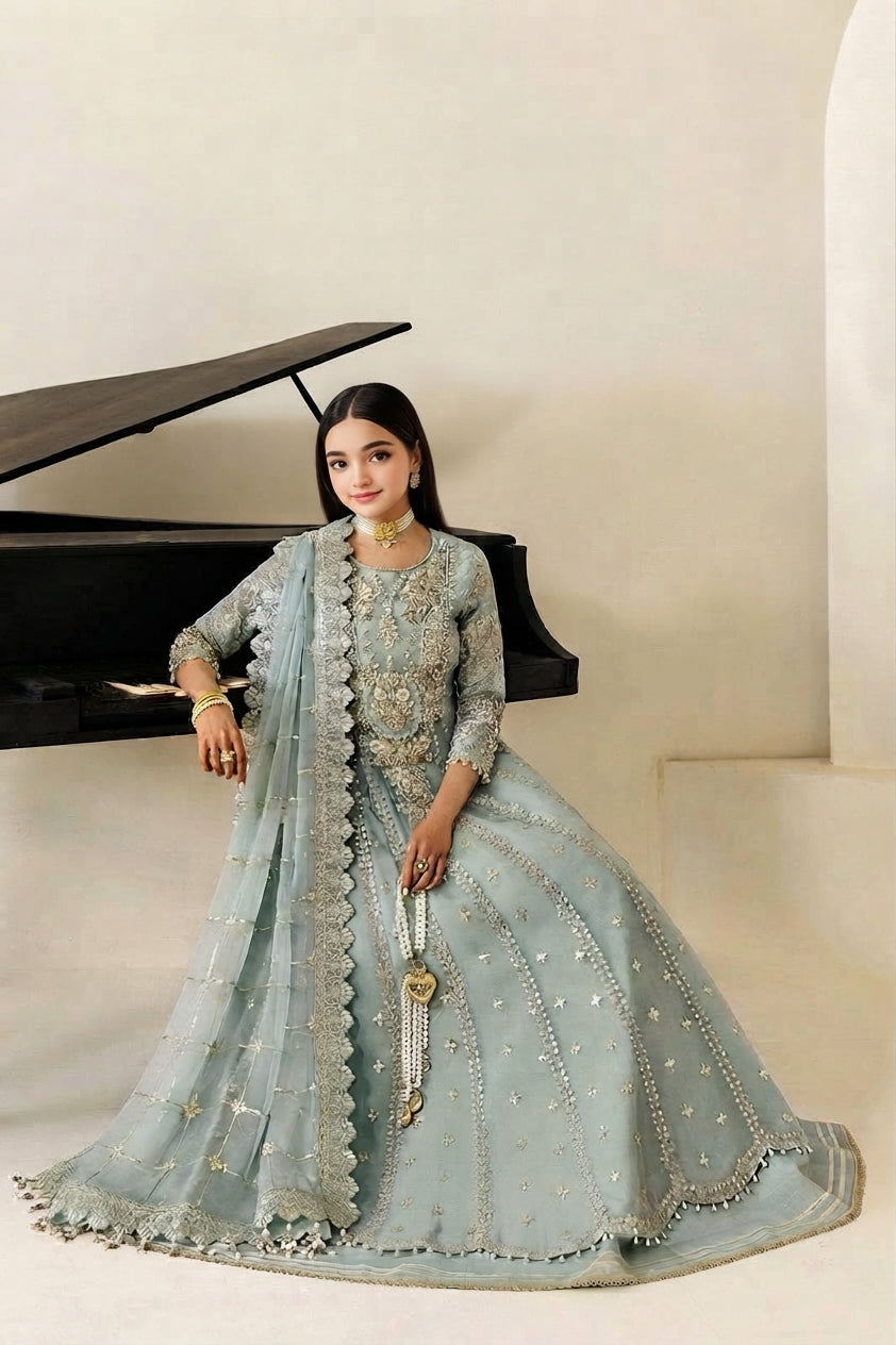 3-Piece Wedding Edition Heavy Embroidered Chiffon Suit