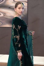 Unstitched Velvet Suit with Embroidered Organza Dupatta – Back on Demand!