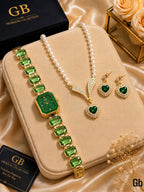 Fancy Delicate Gift Set for Her – Watch & Heart Locket Set with Luxury Box