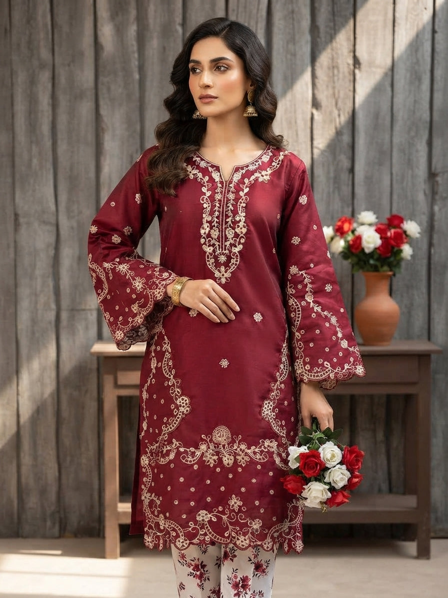 Ready to Wear 2-Piece Pure Cotton Chikankari Suit with Farshi Shalwar
