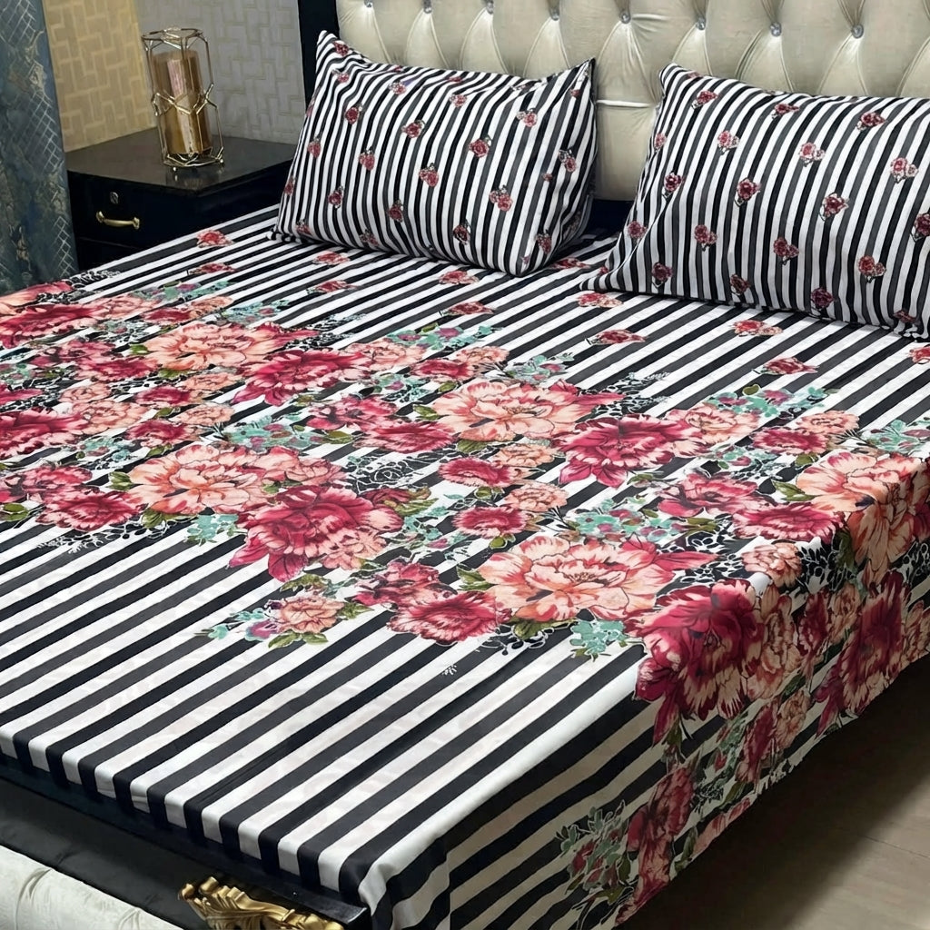 3-Piece Full Printed Cotton King Size Bedsheet Gift Pack