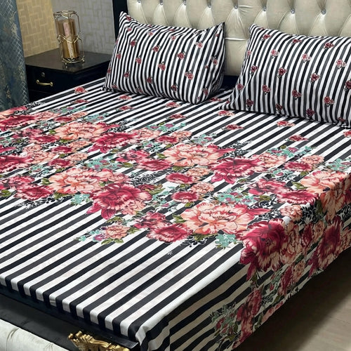 3-Piece Full Printed Cotton King Size Bedsheet Gift Pack