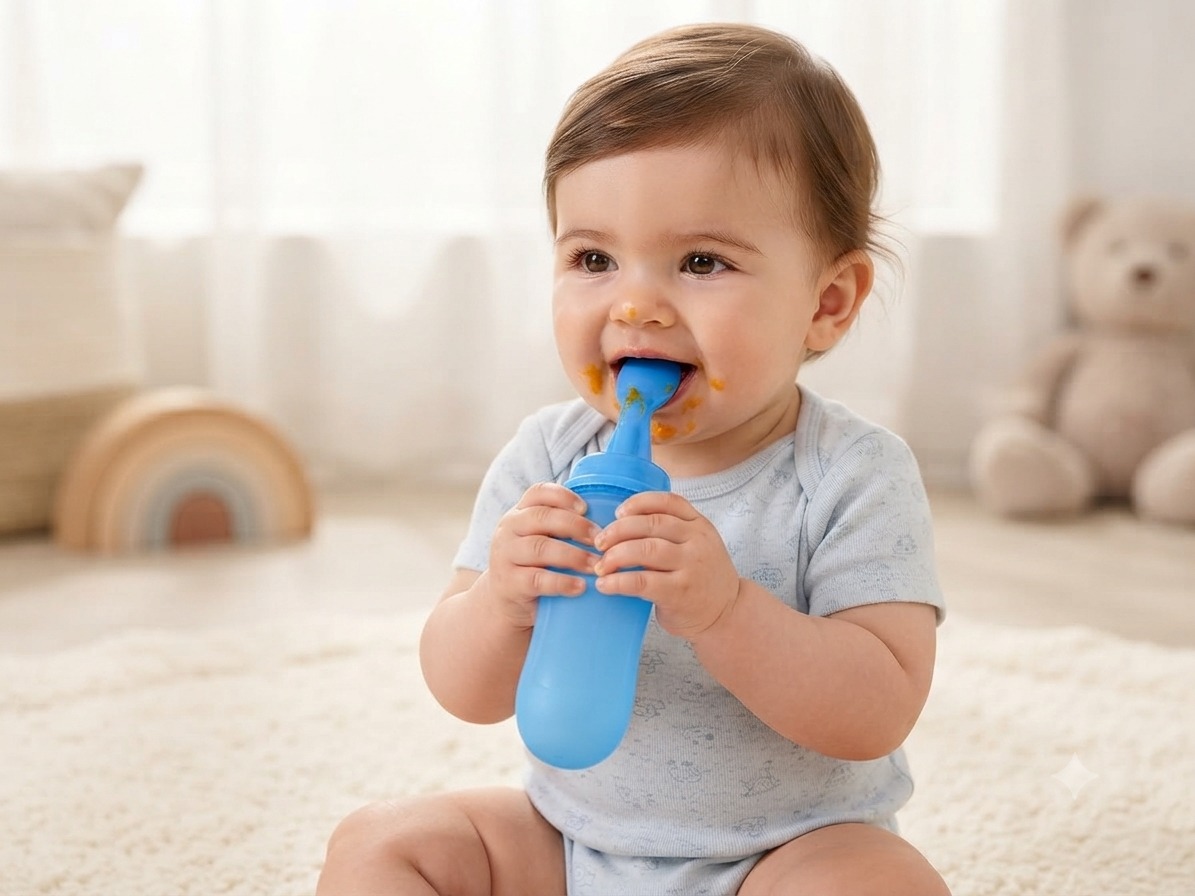 Silicone Baby Spoon Feeder Bottle & Rice Cereal Dispenser for Kids
