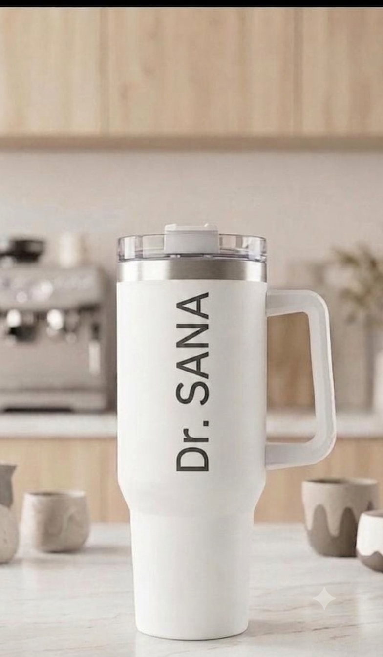 Premium Customized Name Engraved Tumbler Travel Mug - 1200ml White Flask
