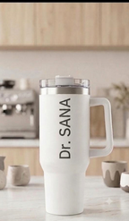 Premium Customized Name Engraved Tumbler Travel Mug - 1200ml White Flask