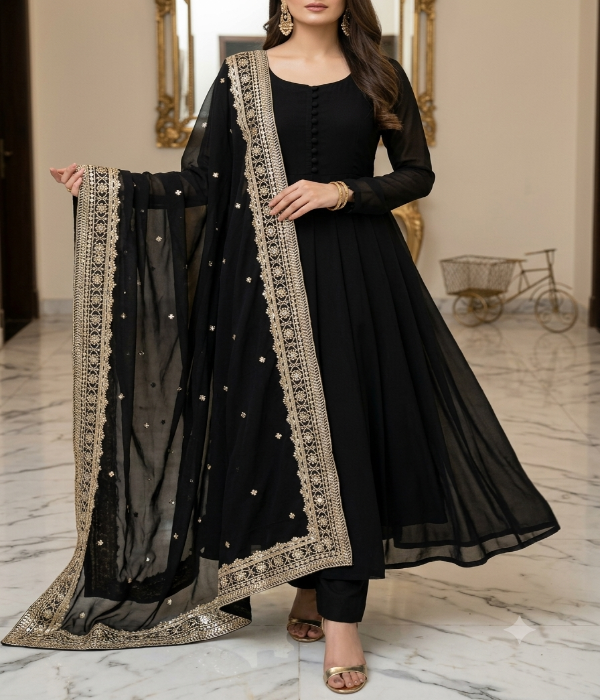 Ready to Wear 3-Piece Georgette Suit with Organza Dupatta