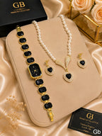 Fancy Delicate Gift Set for Her – Watch & Heart Locket Set with Luxury Box